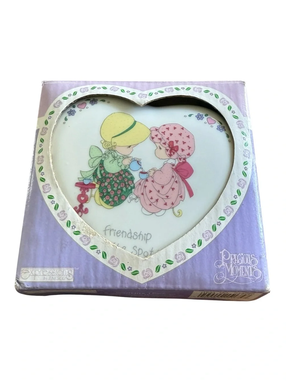 Precious Moments 1996 Heart Shaped Jewelry Box Friendship Hits The Spot w/ Box